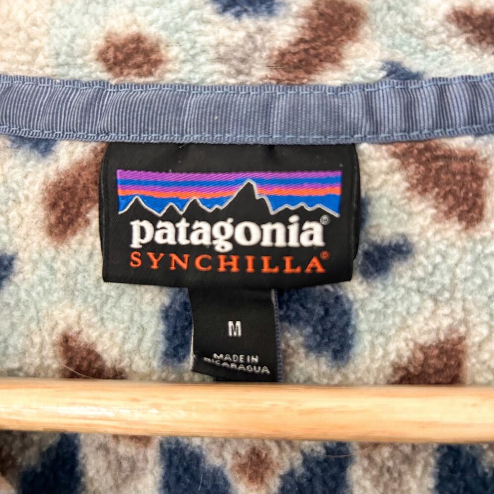 Patagonia Synchilla Snap T Pullover Womens Medium Blue Aztec Fleece Jacket - Picture 3 of 6